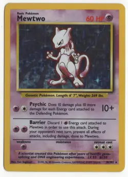 Pokemon TCG Mewtwo Base Set Holo Unlimited Rare Card 10/102 Damaged - Image 1