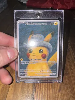Pikachu With Grey Felt Hat 085 Promo Pokemon Van Gogh Card Sealed magnetic case - Image 1