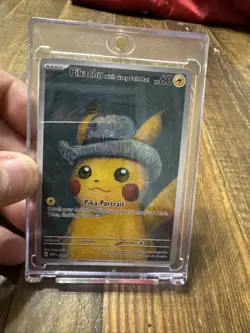 Pikachu With Grey Felt Hat 085 Promo Pokemon Van Gogh Card Sealed magnetic case - Image 3