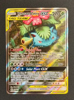 Venusaur and Snivy GX SM 229 Full Art Tag Team Promo Card - Image 1