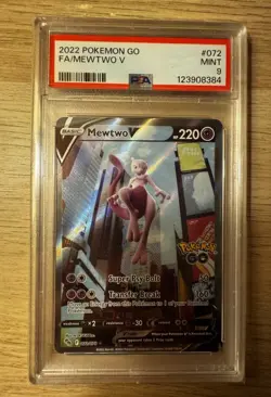 Pokemon Mewtwo V Full Art Holo Alternativ Mewtu EN 072/078 Pokemon Go PSA 9 Mint - Image 1