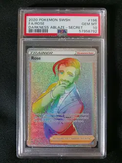 PSA 10 GEM MT 2020 Pokemon SWSH Darkness Ablaze Full Art Rose Secret #196/189 - Image 1