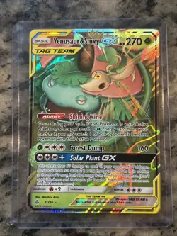 Pokemon TCG Venusaur Snivy Tag Team GX Cosmic Eclipse Holo Card 1/236 Ultra Rare - Image 1