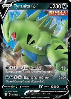 Tyranitar V 097/163 Ultra Rare SWSH05: Battle Styles Pokemon Card - Image 1