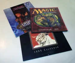 Magic the Gathering Calendars MTG, Lot of 3 Vintage Urza's Saga 1999. 1998, 1995 - Image 1