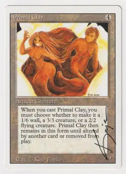Miscut Signed Primal Clay MP Revised Artist Kaja Foglio 1994 WOTC MTG Magic Rare - Image 1