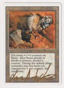 Gold Signed Clockwork Beast LP Revised Edition Artist Drew Tucker 1994 MTG Magic - Image 1
