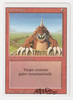 Signed Burrowing LP Revised Edition Artist Mark Poole 1994 MTG Magic Vintage! - Image 1