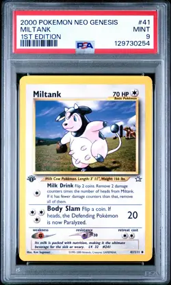 2000 POKEMON NEO GENESIS 1ST ED #41 MILTANK PSA 9 - Image 1