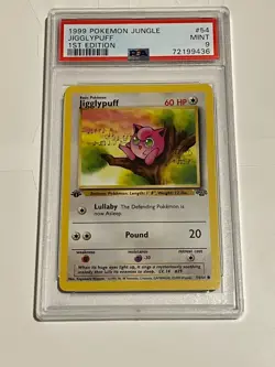 PSA 9 MINT Jigglypuff 1999 Jungle 1st Edition #54 Pokemon Card - Image 1