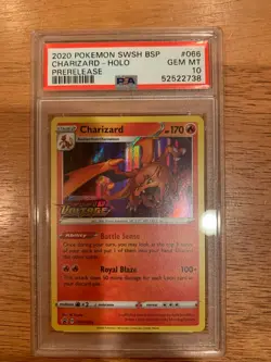 PSA 10 CHARIZARD Holo #SWSH066 Pokemon Vivid Voltage Build Prerelease Promo GEM - Image 1