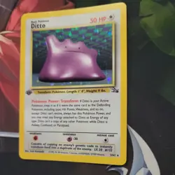 1999 Pokemon TCG Fossil Ditto 1st Edition Holo Rare 3/62 LP - Image 1