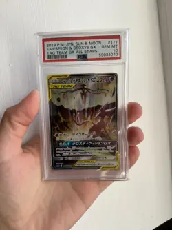 2019 POKEMON JAPANESE SUN & MOON TAG TEAM GX ALL STAR FA/ESPEON DEOXYS GX PSA 10 - Image 1