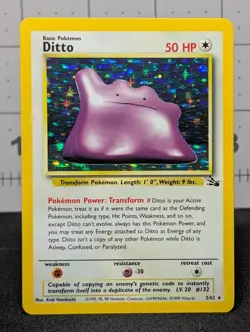 Ditto (Rare Holo) - 3/62 - 1999 Pokemon Fossil LP/NM - Image 1