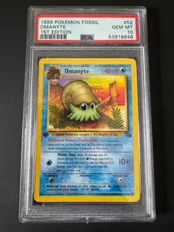 1999 POKEMON FOSSIL OMANYTE IST EDITION #52 PSA 10 GEM MINT - Image 1