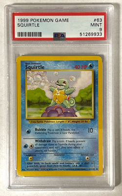 Squirtle PSA 9 MINT 1999 Pokemon Base Set Unlimited #63/102 Common - Image 1
