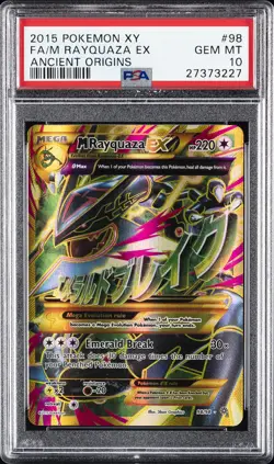 2015 POKEMON XY ANCIENT ORIGINS #98 FULL ART/M RAYQUAZA EX PSA 10 - Image 1
