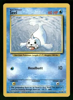 1999 Heavily Played Pokemon 41/102 Seel Base Set Non Holo English - Image 1