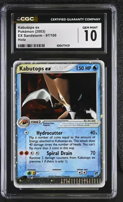 CGC 10 GEM MINT Kabutops ex 2003 EX Sandstorm 97/100 Holo Pokemon Card - Image 1