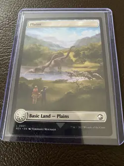 MTG Jurassic World Collection Double Sided Plains REX#0021 NM English Full Art - Image 3