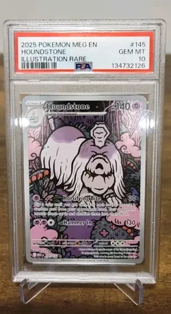 2025 Pokemon Mega evolutions Houndstone Illustration rare #145 psa 10 gem mint - Image 1