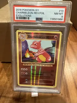 2016 POKEMON XY EVOLUTIONS #10 CHARMELEON-REVERSE FOIL PSA 8 - Image 1