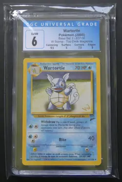 2000 Pokemon Base Set 2 Wartortle 63/130 - W Stamp - Top Deck Magazine - CGC 6 - Image 1