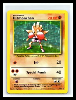 💥 Hitmonchan 7/132 Base Set 1999 Holo Rare WOTC Pokemon Vintage - Image 1