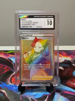 POKEMON CGC 10 MARNIE 208/202 SWORD & SHIELD RAINBOW RARE HOLO - Image 1