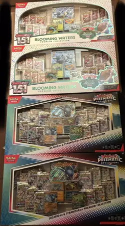 Pokemon 151 Blooming Waters, Lucario Ex & Tyranitar Premium Collection Lot Of 4! - Image 1