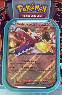 POKEMON TRADING CARD GAME SKELEDIRGE ex340 PALDEA PARTNERS TIN w/5 BOOSTER PACKS - Image 2