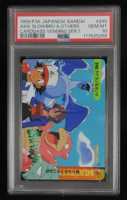 PSA 10 Pokemon Card Ash, Slowbro & Others #245 Japanese Bandai Carddass Vending - Image 1