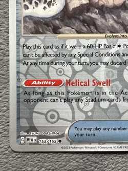 Antique Helix Fossil 153/165 Reverse Holo Pokemon Card Mew EN 151 Trainer NM - Image 4
