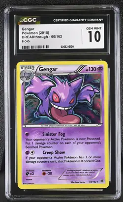 CGC 10 GEM MINT Gengar 2015 BREAKthrough 60/162 Holo Pokemon Card - Image 1