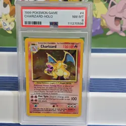 Pokemon TCG Charizard Base Set Holo Unlimited Rare Card 4/102 PSA 8 NM-MT - Image 1