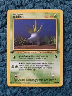 1st Edition ODDISH 58/64 Jungle Set - Pokemon WOTC Vintage Card - LP - Image 1
