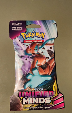 Pokemon S&M Unified Minds Sleeved Booster Pack Deoxys & Espeon Artwork Sealed. - Image 1