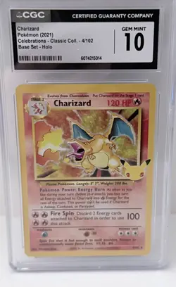 GEM MINT 2021 Pokemon Charizard Holo Rare 4/102 Celebrations CGC 10 - Image 1