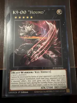 Yu-Gi-Oh! K9-00 'Hound' 1st Edition Super Rare JUSH-EN036 - Image 1
