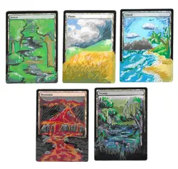Altered Basic Lands, Magic The Gathering Plains Mountain Island Forest Swamp - Image 1
