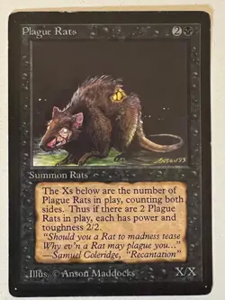 Magic the Gathering MTG Beta Plague Rats MP+ (Beta Bob) - Image 1