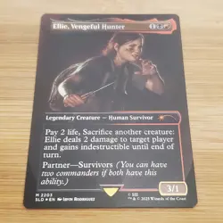 1x Ellie, Vengeful Hunter, Foil, Last of Us Secret Lair, Magic MTG Damaged Bent - Image 1