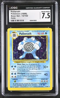 CGC 7.5 Poliwrath 1999 Base Set 13/102 Holo Pokemon Card - Image 1