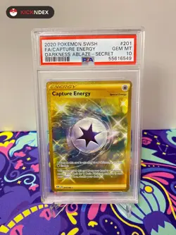 PSA 10 ?? 2020 Pokemon SWSH FA Capture Energy Darkness Ablaze Secret 201 - Image 1