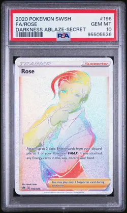 PSA 10 GEM MINT Rose 196/189 Darkness Ablaze Full Art Secret Rare Pokemon - Image 1