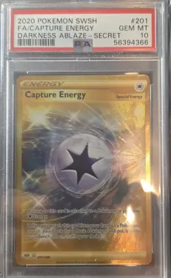 2020 POKEMON SWORD & SHIELD DARKNESS ABLAZE #201 FA/CAPTURE ENERGY PSA 10 - Image 1