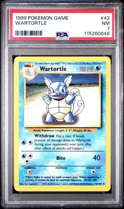 WARTORTLE - PSA 7 - 1999 POKEMON BASE SET UNLIMITED #42 - Image 1