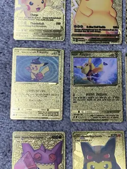 Set of 15 Pokemon Pikachu Gold Foil Fan Art All 7 Cosplay Collection Cards NM - Image 4