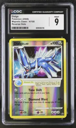 CGC 9 MINT Dialga 2008 Majestic Dawn 4/100 Reverse Holo Pokemon Card - Image 1