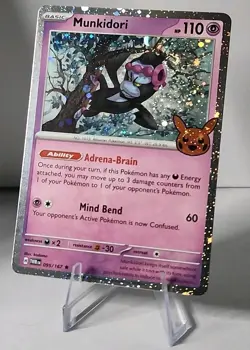 Pokemon Munkidori TCG Cosmos Holo 3 SWIRL Card 095/167 Trick Or Trade NM - Image 1